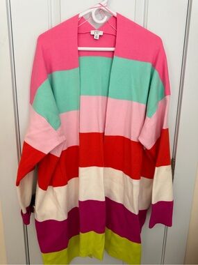 crown & ivy Pink Multi Colorblock Open-Front Cardigan